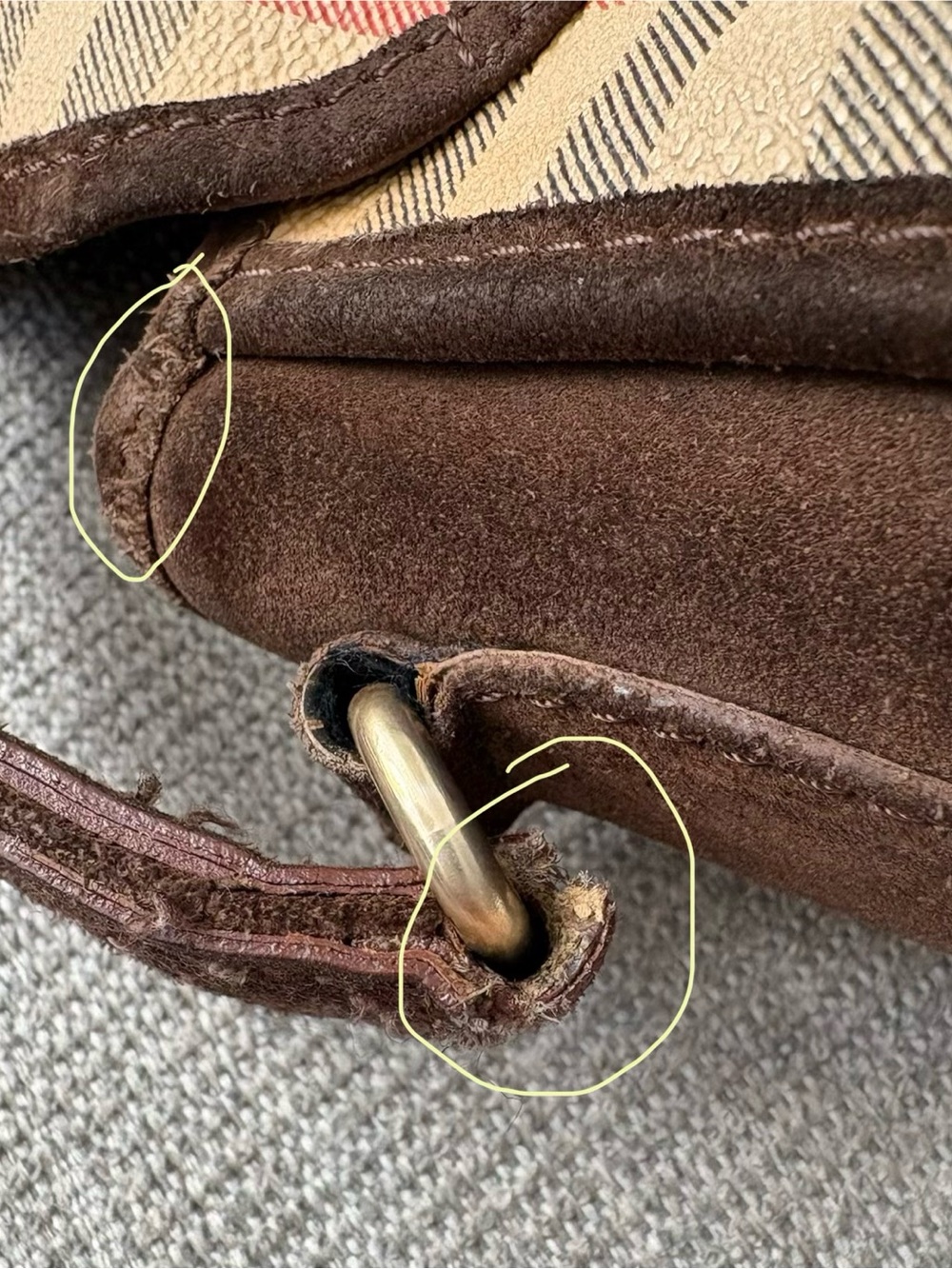 Burberry Beige Plaid Bag with Brown Trim - Picture 8 of 12